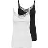 ONLY Kira Lace Singlet 2 Pack Canottiera Donna, Nero (Black/White), 2X-Large