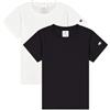 Champion Legacy American Classics G - C-Logo S-S 2-Pack Crewneck T-Shirt, Bianco/Nero, 7-8 Anni Bambina FW23