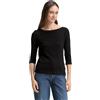 Tom Tailor Maglietta Basic da Donna con Maniche a 3/4, 14482-nero Intenso, S