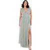 Anaya with Love Women's Maxi Dress Ladies V-Neck Short Sleeve Split Tulle A-Line for Wedding Guest Bridesmaid Evening Occasion Ball Gown, Verde Ghiaccio 42