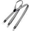 DonDon Bretelle da uomo eleganti strette 2,5 cm con 3 clip extra forti e toppa in pelle Nero bianco a pois