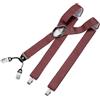 DonDon Bretelle da uomo eleganti extra forti 3,5 cm con 4 clip e toppa in pelle marrone - Rombo nero