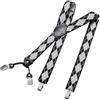 DonDon Bretelle uomo eleganti Bretelle uomo lavoro extra forte clip larghe 3,5 cm - Plaid-nero grigio bianco