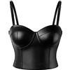 SLIMBELLE Crop Top Ecopelle Donna Bustino Sxey Gotico Corsetto Bustier Reggiseno in Pelle Nero Steampunk PU Bralette Wetlook Canotta Corta Senza Maniche per Jeans Gonna
