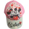 Sun City Cappellino glitterato Minnie e Topolino con cuori Je t'adore Rosa 54, Colore: rosa., 54