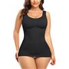 SLIMBELLE Maglietta intima da donna, senza cuciture, con coppe rimovibili, senza ferretto, bustino modellante, #1 nero., M