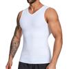 SLIMBELLE Gilet a compressione da uomo con scollo a V elastico dimagrante in vita trainer controllo pancia strato di base magliette a compressione top shapewear body shaper per gli uomini, bianco, XXL