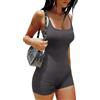 Ekouaer Body Donna Bodysuit Tracolla Regolabile Jumpsuit Scollo Quadrato Body Estate, Grigio scuro, S