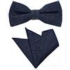 DonDon Set in jeans design da uomo due pezzi con pochette e papillon coordinati e regolabili blu scuro