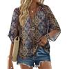 Zeagoo Camicetta da donna estiva stile bohemien scollo a V elegante tunica top floreale casual ampia t-shirt S-XXL, Bohemian721, S