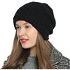 DonDon Berretto Donna Berretto Invernale Cuffia di Lana Slouch Beanie con Fodera in Pile - Nero