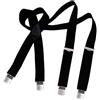 DonDon Bretelle uomo larghezza 3,5 cm con 4 resistenti clip a X cucite nero