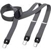 DonDon Bretelle da uomo eleganti strette 2,5 cm con 3 clip extra forti e toppa in pelle grigio