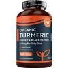 Nutravita Curcuma Bio con Piperina e Zenzero 1440 mg - 180 Curcumina Capsule Vegane (3 Mesi) - Curcuma Capsule e Pepe Nero e Zenzero ad Alto Dosaggio - Curcumina Bio - Turmeric - Prodotto in UK