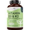 Nutravita Vitamina D3 K2 MK7-240 Piccole Compresse Vegetariane - Vitamin D 2000 UI & 150µg Vitamina K - Vit D3 K2 Complex Supporta il Immunità, Ossa e Muscoli - Prodotto nel Regno Unito