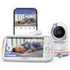 jeeber 2K 5" Baby Monitor Video, Controllo Tramite Cellulare APP & Monitor, 360° Telecamera Bambini, Visione Notturna, Temperatura, Movimento, Rilevamento Del Pianto, Ninne Nanne, Audio Bidirezionale