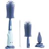Vicloon Spazzola per Biberon, 3 in 1 Spazzola per la Pulizia di Ciuccio, Scovolino in Silicone per la Pulizia Biberon, Tettarella, Cannucce, Blu