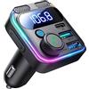 JOYROOM 81W Trasmettitore FM Bluetooth 6.0 per Auto【Bassi & Stereo Hi-Fi】Vivavoce Adattatore Bluetooth Auto【45W PD & 36W QC 3.0】Doppio Microfono Supporto Bluetooth & Disco U per iPhone 17
