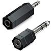 deleyCON Set di 2 Adattatori Audio Stereo Jack - 1x 3,5mm + 1x 6,3mm - Adattatori Hi‑Fi per Receiver, Home Cinema e Cuffie