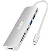 Acer Hub USB C 7 in 1, USB C Adattatore con 4K HDMI, 2 USB-A 3.0 5Gbps, PD 100W, Lettore Schede SD/TF, Sdoppiatore Multi USB per Computer/MacBook Pro Air/iPad/iPhone 15/Surface/Steam Deck (Argento)