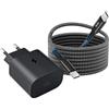 Mijun Caricabatterie Per Samsung, 25W Caricatore Rapido Alimentatore USB C Presa con Cavo Tipo C PD Nylon da 2M per Samsung Galaxy S25 S24 S23 S22 S21 S20 FE/Ultra/Plus/S10/A55 A54 A40 A35 A34 A20 A15