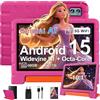 ZIOVO Tablet bambini Android 15 Tablet 10 pollici, 30 GB RAM + 64 GB ROM (TF 2 TB) Gemini AI, 5 G WiFi/Octa-Core/Widevine L1/Face ID/Controllo genitore/6000 mAh/BT 5.0, Tablet con custodia EVA - Rosa
