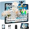 ZIOVO Tablet da 11 pollici, tablet Android 14,24 GB RAM+256 GB ROM/TF 1TB, Octa-Core 2.0 GHz,5 G WiFi/8000 mAh/13+5 MP/GMS Certified/Coperchio in metallo/Widevine L1/Supporto Neflix, Tablet Touch -Blu