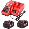 Powarobor 2x18V 5.0Ah Batteria Caricabatterie Kit Compatibile Con Milwaukee
