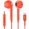 LUDOS FEROX Cuffie USB C, Garanzia 5 Anni, Auricolari USB C In-Ear per iPhone 16 15 Pro Max Plus iPad, Cuffie Type C con Microfono per Samsung Galaxy S24 S23 Ultra S22 S21 FE S20 3 4 A53 A54 - Corallo