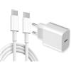 Mijun Caricatore per iPhone 16/17, Caricatore Rapido PD da 20W con Cavo 2 M USB C a C Adattatore di Caricabatterie di Tipo C Compatibile con iPhone 16/15 Plus/15/16 Pro/16/17 Pro Max/iPad Pro, iPad Air