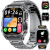 LIGE SMART Smartwatch Uomo con Torcia, 2.01" Orologio Smart Watch con Chiamata Bluetooth, Militare Orologio Fitness con 110+ Modalità Sportive, Frequenza Cardiaca/Sonno/IP68 per Android iOS, Nero-arancione