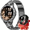 LIGE SMART Smartwatch Donna con Diamanti, 1,32" HD Display Rotondo, Chiamate Bluetooth, Frequenza Cardiaca/Sonno, 500+ Quadranti, 110+ Modalità Sportive, IP68, Orologio Fitness per Android e iOS, Nero