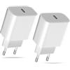 Mijun 2-Pack Caricatore Alimentatore USB‑C da 20W per iPhone 17/16/17 Air/16 Pro /16 Plus/17 Pro Max/15/14//13/12/ 11/ SE/XS/XS Max/XR/X/iPad/AirPods, Caricabatterie Veloce Presa USB C Spinotto Tipo C