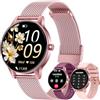 TAOLOON Smartwatch Donna Orologio Chiamate Bluetooth: 1,27" Tondo Touch Orologi Smart Watch da Impermeabile Sport Fitness Contapassi Cardiofrequenzimetro Pressione Caloriec Rosa Polso per Android iOS Telefono