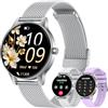 TAOLOON Smartwatch Donna Orologio Chiamate Bluetooth: 1,27" Tondo Touch Orologi Smart Watch da Impermeabile Sport Fitness Contapassi Cardiofrequenzimetro Pressione Caloriec Argento Polso Android iOS Telefono