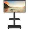 Hellsehen Supporto TV mobile per schermi LED LCD OLED piatti e curvi da 32"-70" fino a 100 libbre, carrello TV mobile regolabile in altezza con ruote e ripiano per camera da letto, ufficio, dormitorio, bianco