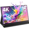 Newsoul Monitor portatile 4K da 14 pollici, monitor portatile UHD 3840x2160 con 1500:1, 100% DCI P3, QLED schermo portatile con HDMI e 2 porte Type-C e custodia protettiva per laptop/PC/PS5/4/Xbox