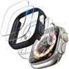 TOCOL Cover per Apple Watch Ultra 3 2 1 49mm, 2 Cover con 2 Vetro Temperato Pellicola Protettiva, Antiappannante, Tocco Sensibile, HD Senza Bolle, Antiurto e Antigraffio, Nero/Trasparente