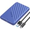 ORICO Case Esterna per HDD/SSD 2,5 pollici SATA, USB 3.1 Gen 1 (6Gbps) fino a 6 TB, Supporta UASP e TRIM, Senza Attrezzi per Unità da 7mm/9,5mm - Blu (25PW1-C)