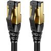 deleyCON 1m Cavo LAN CAT8.1 Patch Rete - Cavo RJ45 LAN DSL Rame Schermatura S/FTP 2000 MHz 40 Gbit - CAT.8 Ethernet Connettore RJ45 Placcato Oro - Nero