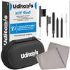 Udivita Kit Pulizia Apparecchi Acustici 9in1 Uditools - Set Accessori con Spazzole Scovolino Filo Ultra-Slim Magnete Estrai-Batterie e Custodia Rigida - Compatibile con Apparecchi BTE RIC ITE e Auricolari