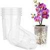 AOOWU 6 Pezzi Vaso per Orchidee Trasparenti, 12 CM Vaso Trasparenti per Piantine con Foro di Drenaggio, Plastica Kit di Rinvaso di Orchidee per Orchidee, Piante Grasse, Cactus