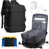 HPLQQ Borsa da Cabina per Ryanair 40x30x20 Zaino Sottovuoto da Viaggio con Pompa Aereo Bagaglio a Mano per Easyjet Impermeabile Lavoro e Scuola Trekking Casual Daypack per 14" laptop,B01-Nero