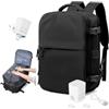 HPLQQ Zaino Sottovuoto da Viaggio con Pompa Borsa da Cabina per Easyjet Aereo Bagaglio a Mano Impermeabile Lavoro e Scuola Trekking Casual Daypack per 14" laptop,F01-Nero