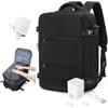 HPLQQ Zaino Sottovuoto da Viaggio con Pompa Borsa da Cabina per Easyjet Aereo Bagaglio a Mano Impermeabile Lavoro e Scuola Trekking Casual Daypack per 14" laptop,E01-Nero