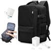HPLQQ Zaino Sottovuoto da Viaggio con Pompa Borsa da Cabina per Ryanair 40x30x20 Aereo Bagaglio a Mano per Easyjet Impermeabile Lavoro e Scuola Trekking Casual Daypack per 14" laptop,D01-Nero