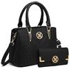 Miss Lulu Borsa a Mano Donna Nero Medie, Borse Tracolla PU Pelle, Tote Spalla Bag Eleganti, Tracolla Regolabile per Viaggi, Università e Lavoro