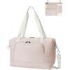 ECOHUB Borsone da Viaggio Pieghevole, Borsa da Viaggio Resistente All'acqua 40x30x20 per Ryanair, Bagaglio a Mano con Tasca Rimovibile per Oggetti Bagnati per Donna e Uomo,24L Beige