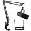 FDUCE SL40X Microfono dinamico XLR per registrazione vocale, podcasting, giochi, streaming, microfono cardioide interamente in metallo, tecnologia di isolamento vocale, nero