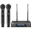 TONOR sistema microfono wireless, microfono ricaricabile professionale, microfono dinamico cordless in metallo 2x100 UHF per karaoke, chiesa, canto, matrimonio, riunione, DJ, Auto Scan, 100M, TW750